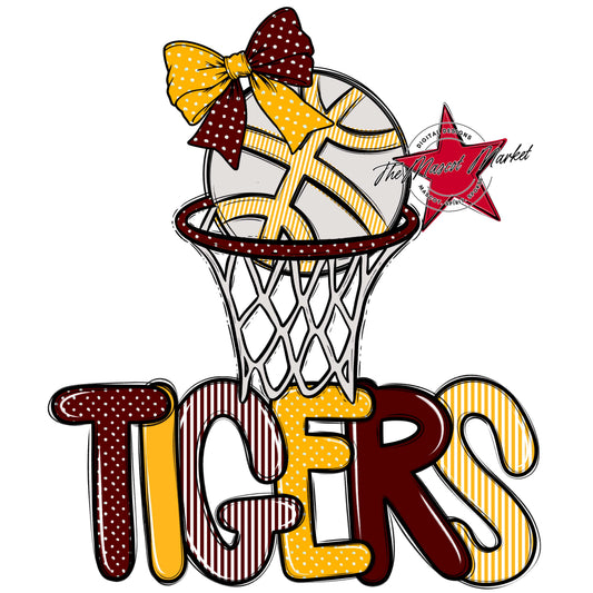 Tigers Basketball Spirit Design-Maroon & Yellow