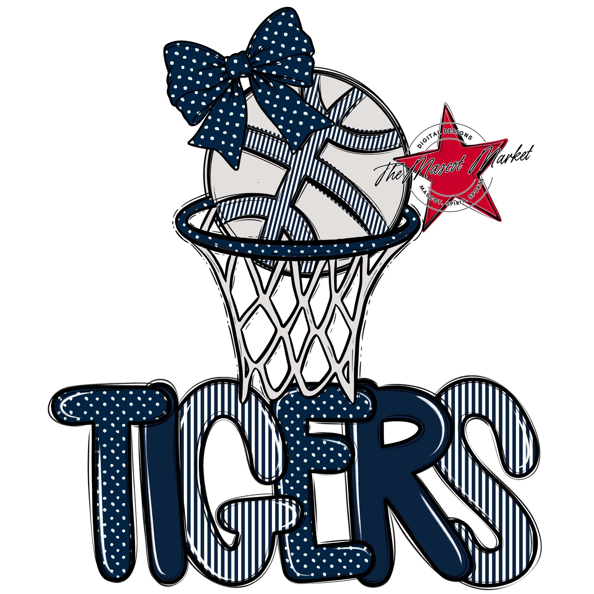 Tigers Basketball Spirit Design-Navy