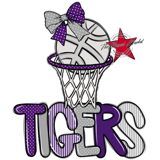 Tigers Basketball Spirit Design-Purple & Grey