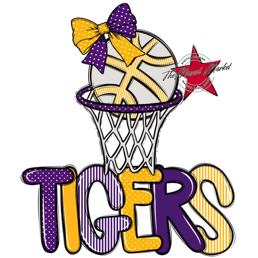 Tigers Basketball Spirit Design-Purple & Yellow