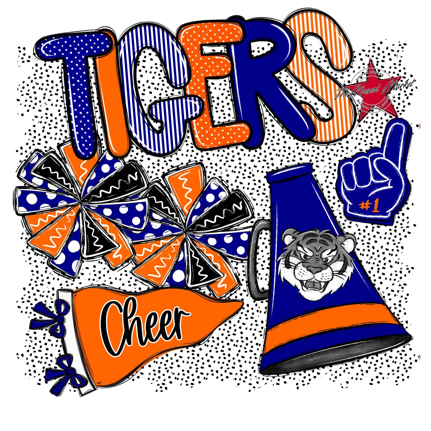 Tigers Cheer Spirit-Blue & Orange