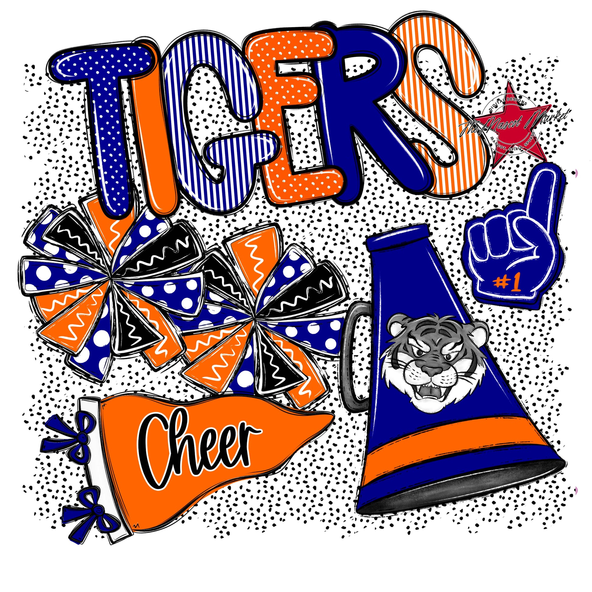 Tigers Cheer Spirit-Blue & Orange