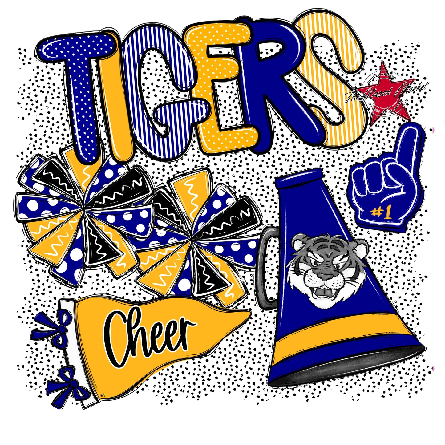 Tigers Cheer Spirit-Blue & Yellow