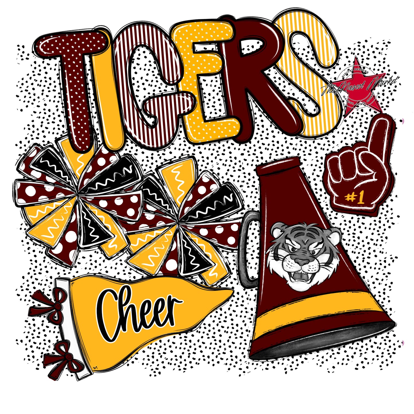 Tigers Cheer Spirit-Maroon & Yellow