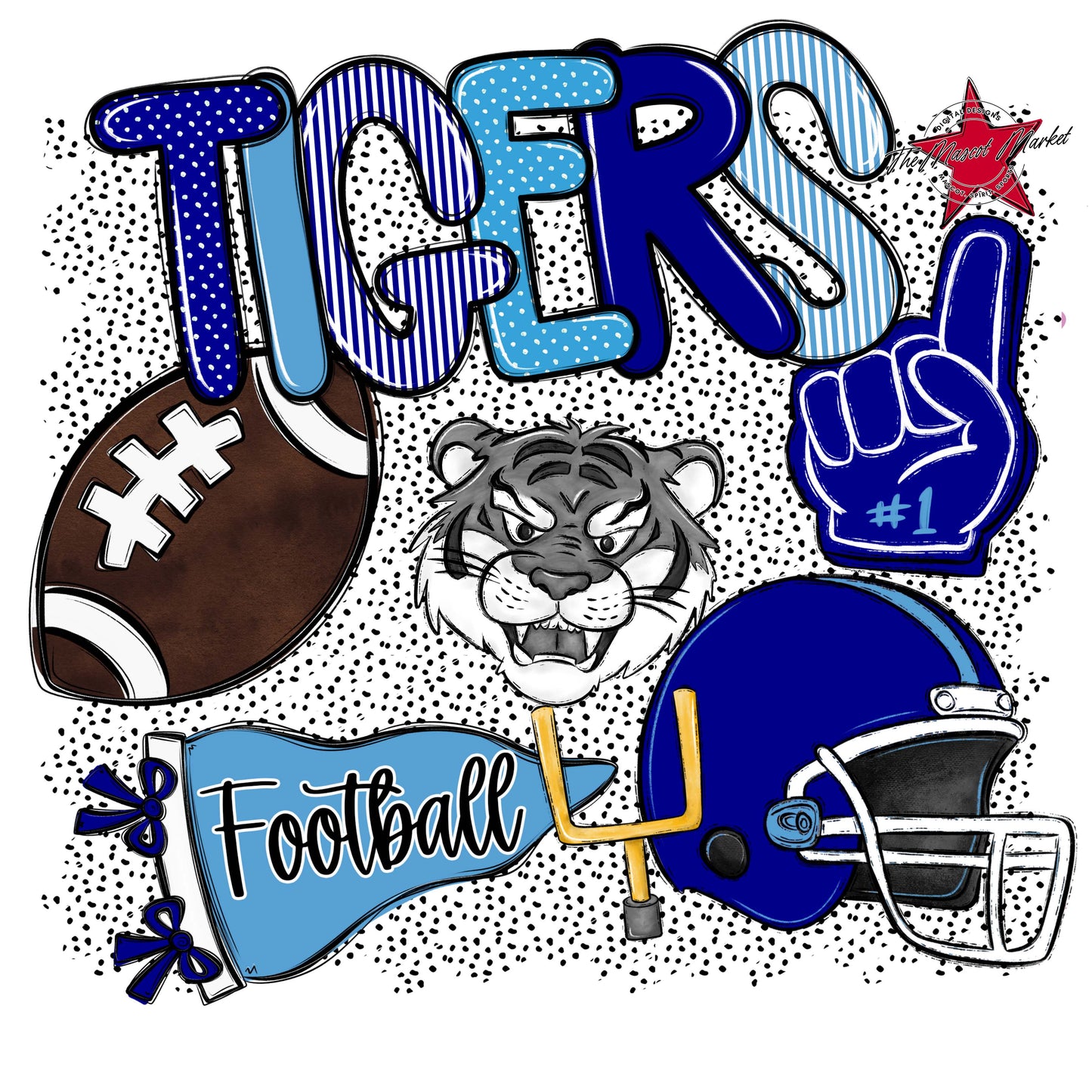 Tigers Football Spirit-Blue & Carolina Blue