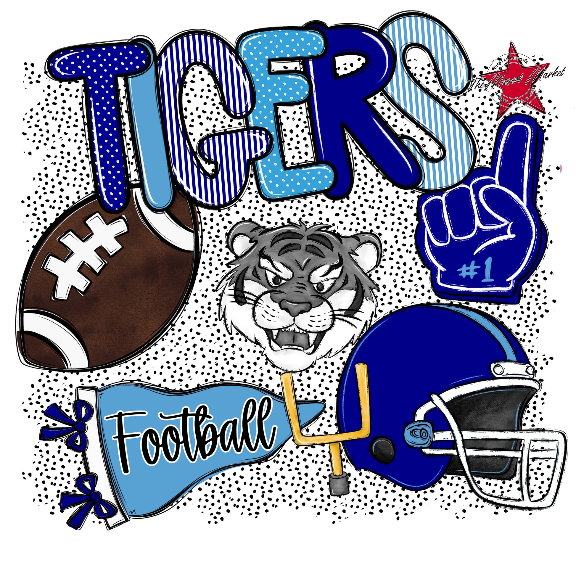 Tigers Football Spirit-Blue & Carolina Blue