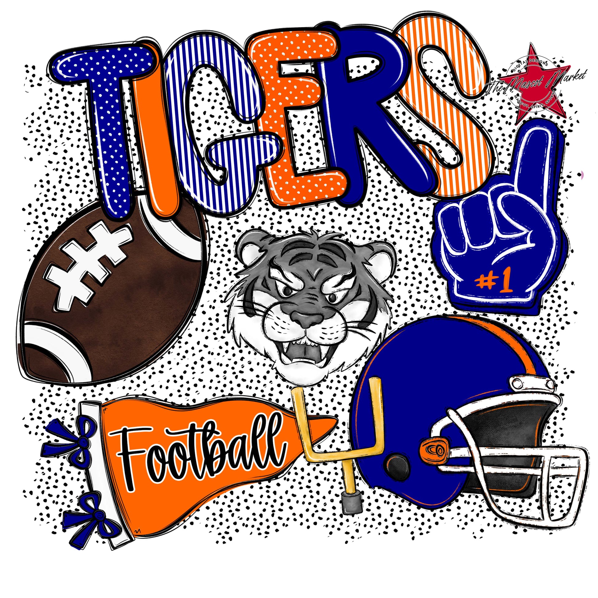 Tigers Football Spirit-Blue & Orange