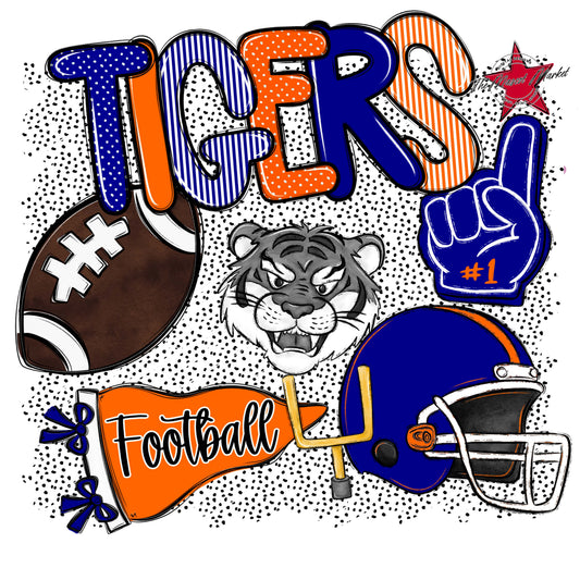 Tigers Football Spirit-Blue & Orange