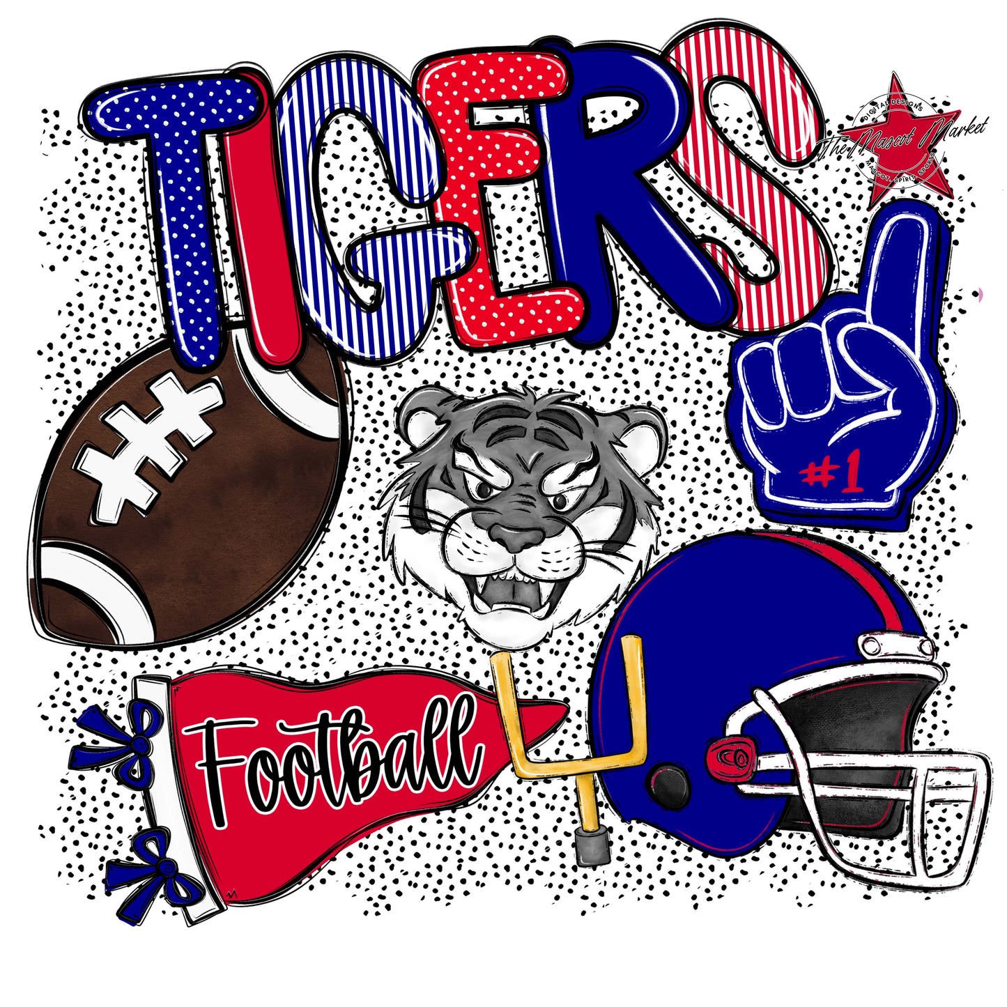 Tigers Football Spirit-Blue & Red