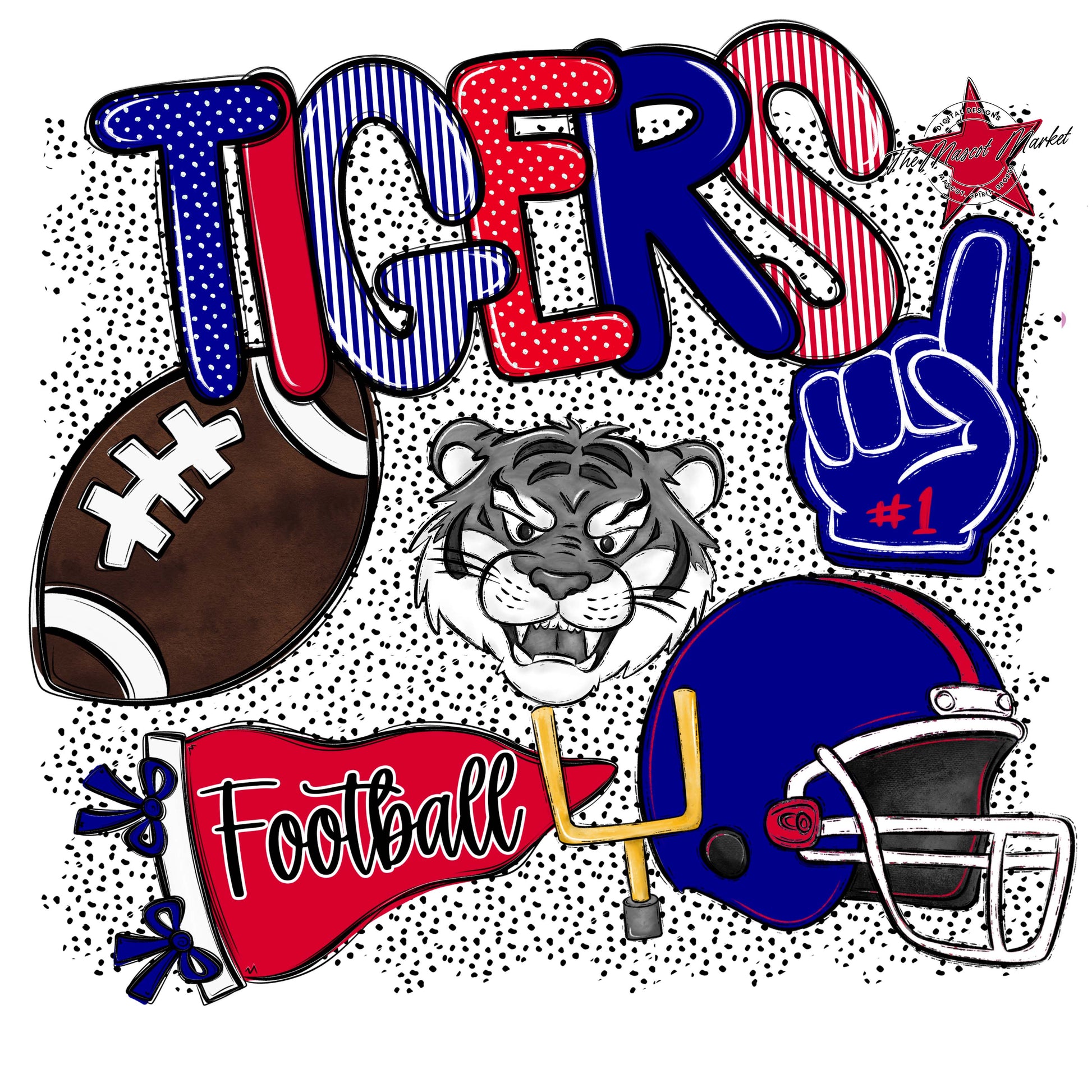 Tigers Football Spirit-Blue & Red