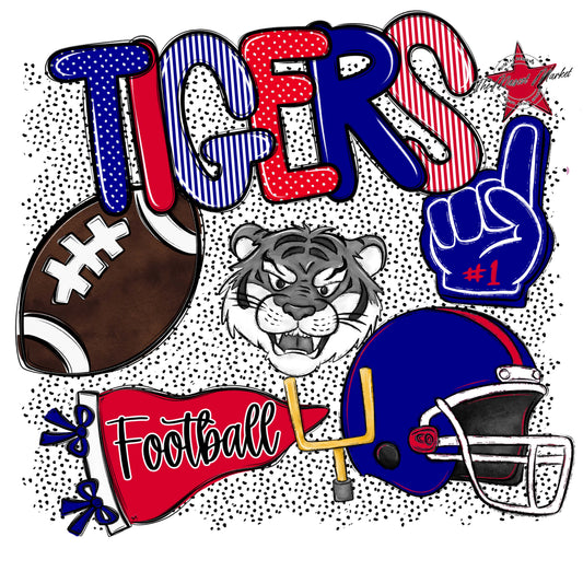Tigers Football Spirit-Blue & Red