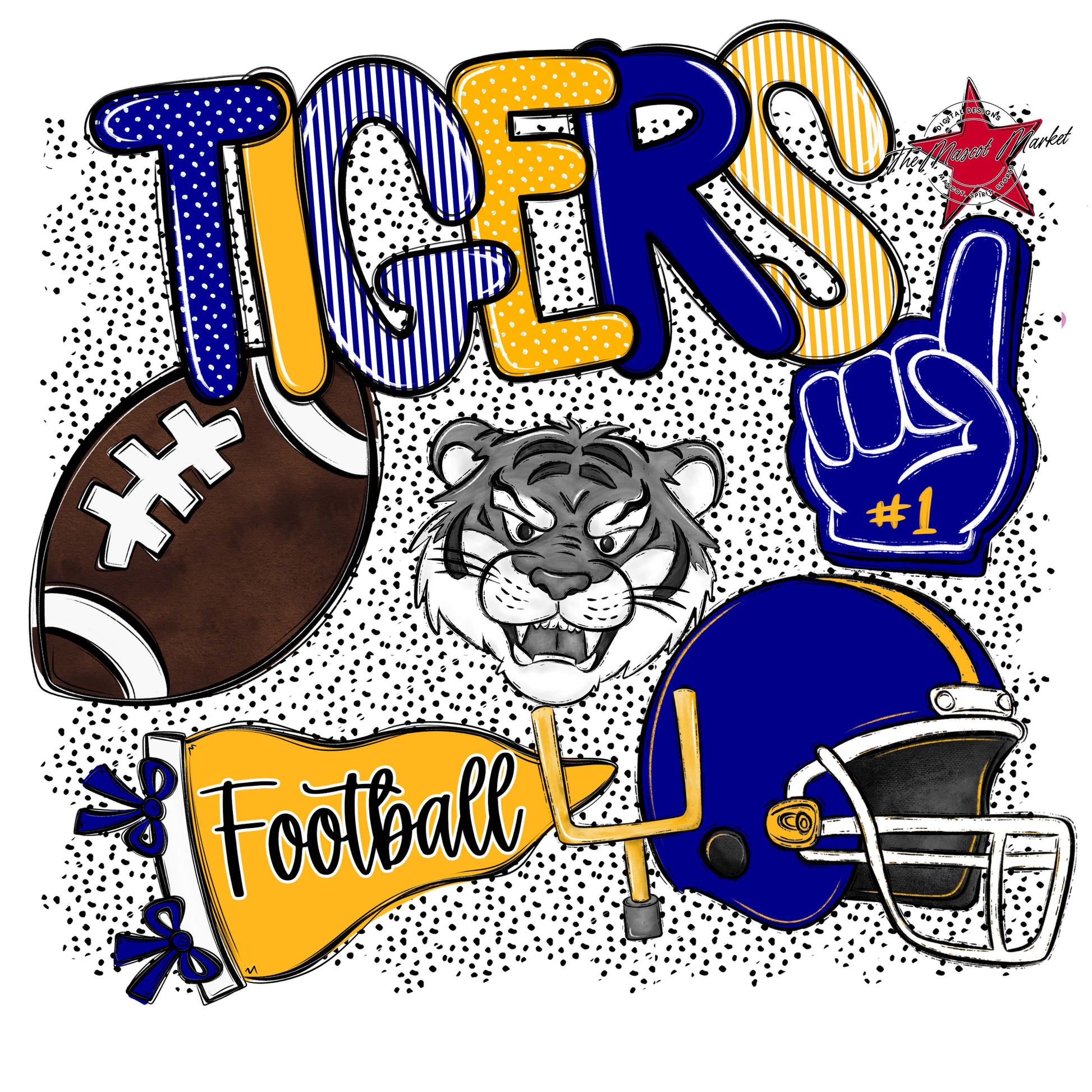 Tigers Football Spirit-Blue & Yellow