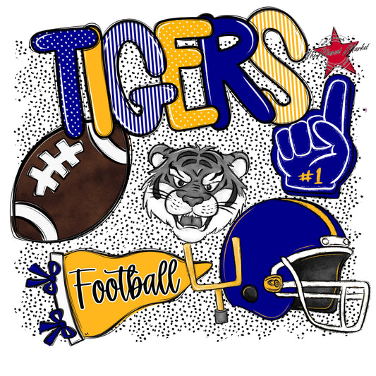 Tigers Football Spirit-Blue & Yellow