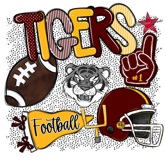 Tigers Football Spirit-Maroon & Yellow