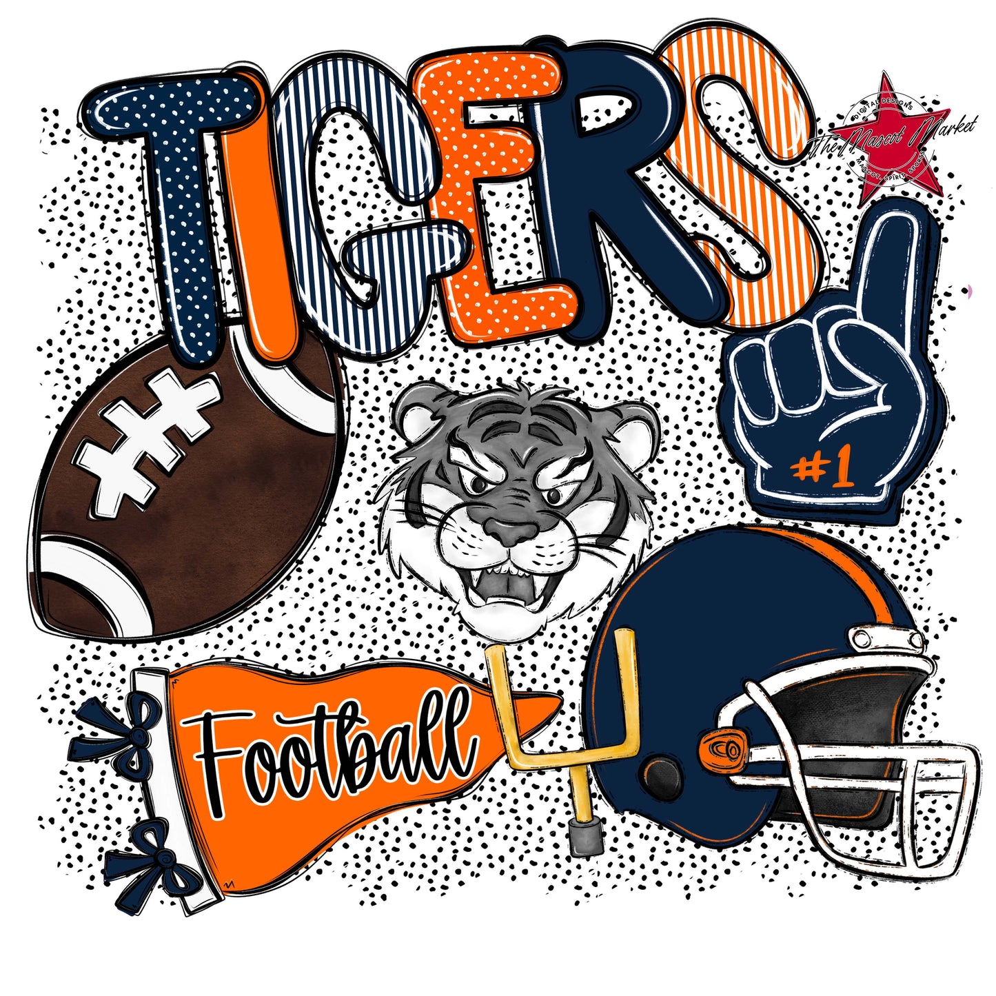Tigers Football Spirit-Navy & Orange