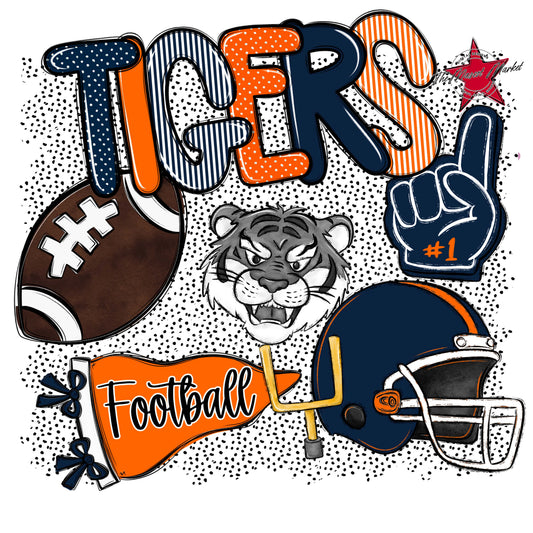 Tigers Football Spirit-Navy & Orange