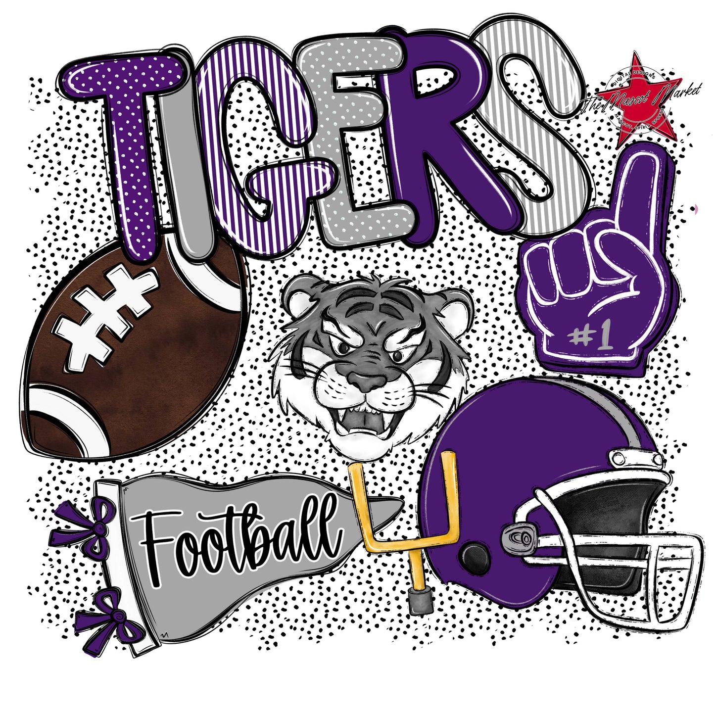 Tigers Football Spirit-Purple & Grey