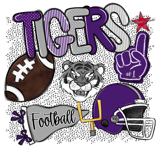 Tigers Football Spirit-Purple & Grey