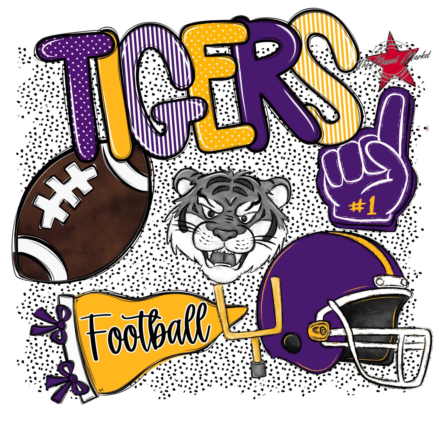 Tigers Football Spirit-Purple & Yellow