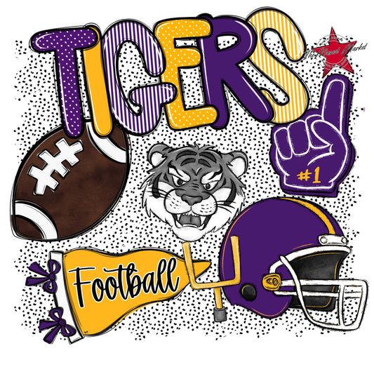 Tigers Football Spirit-Purple & Yellow