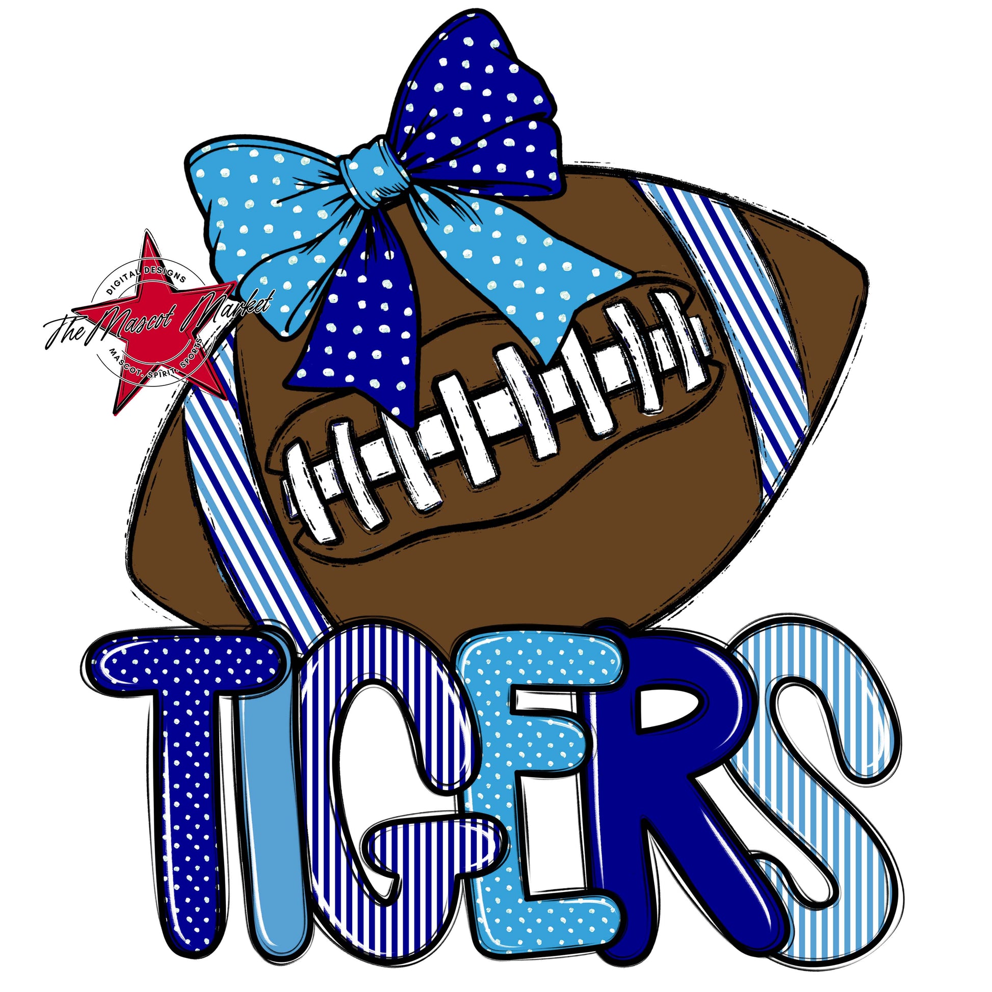 Tigers Football Spirit Design-Blue & Carolina Blue