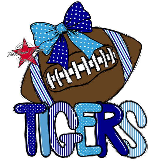 Tigers Football Spirit Design-Blue & Carolina Blue