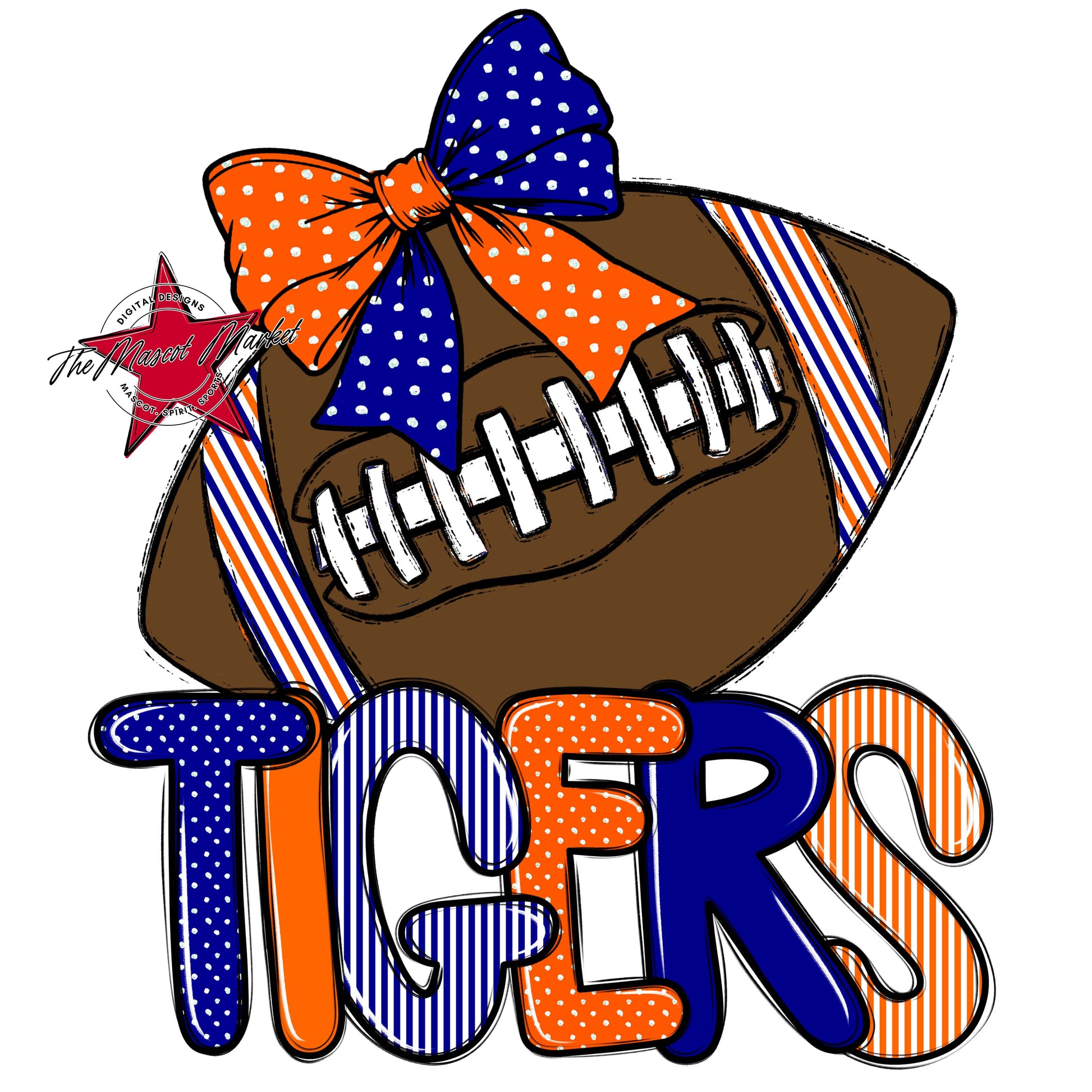 Tigers Football Spirit Design-Blue & Orange
