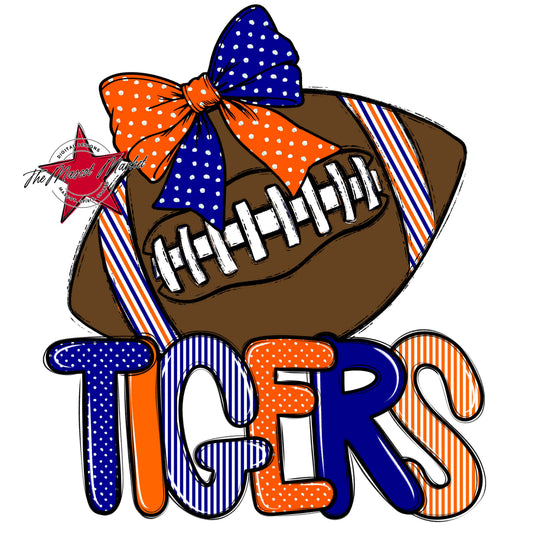 Tigers Football Spirit Design-Blue & Orange