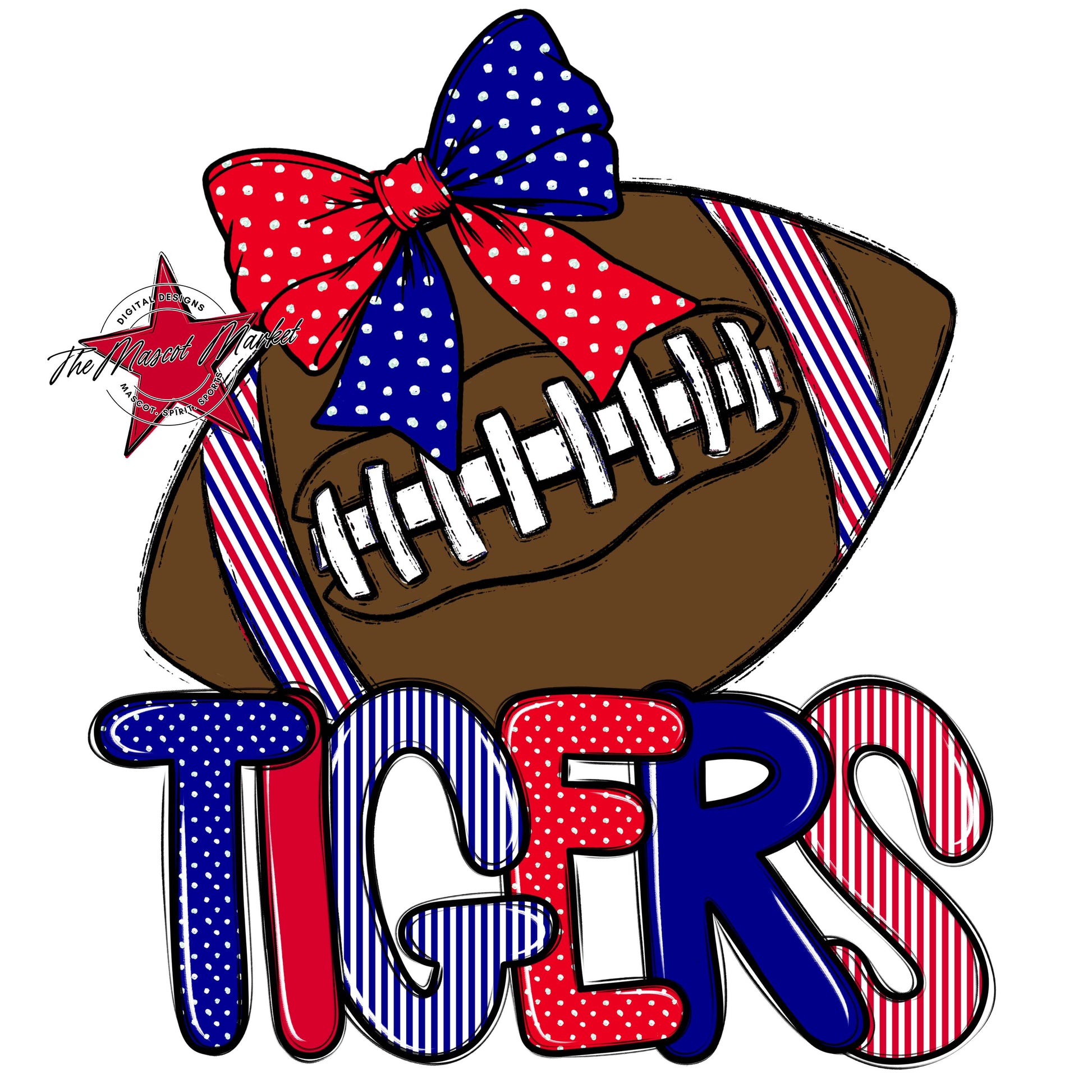 Tigers Football Spirit Design-Blue & Red