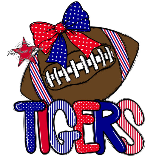 Tigers Football Spirit Design-Blue & Red