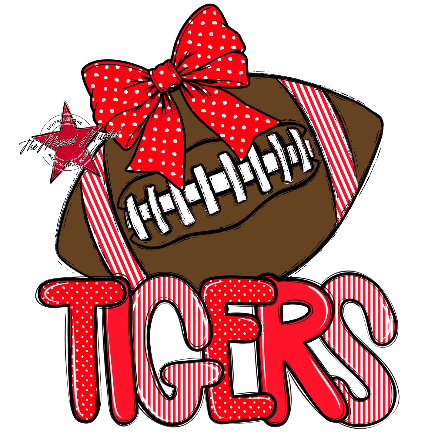 Tigers Football Spirit Design-Bright Red