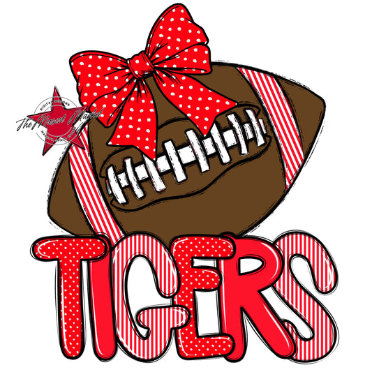 Tigers Football Spirit Design-Bright Red