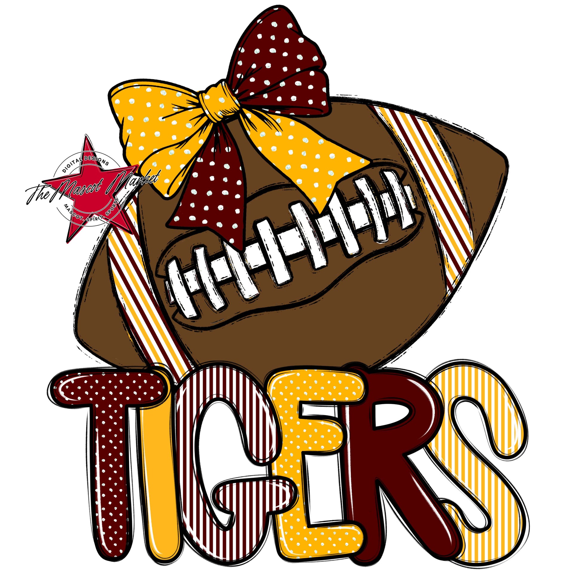 Tigers Football Spirit Design-Maroon & Yellow