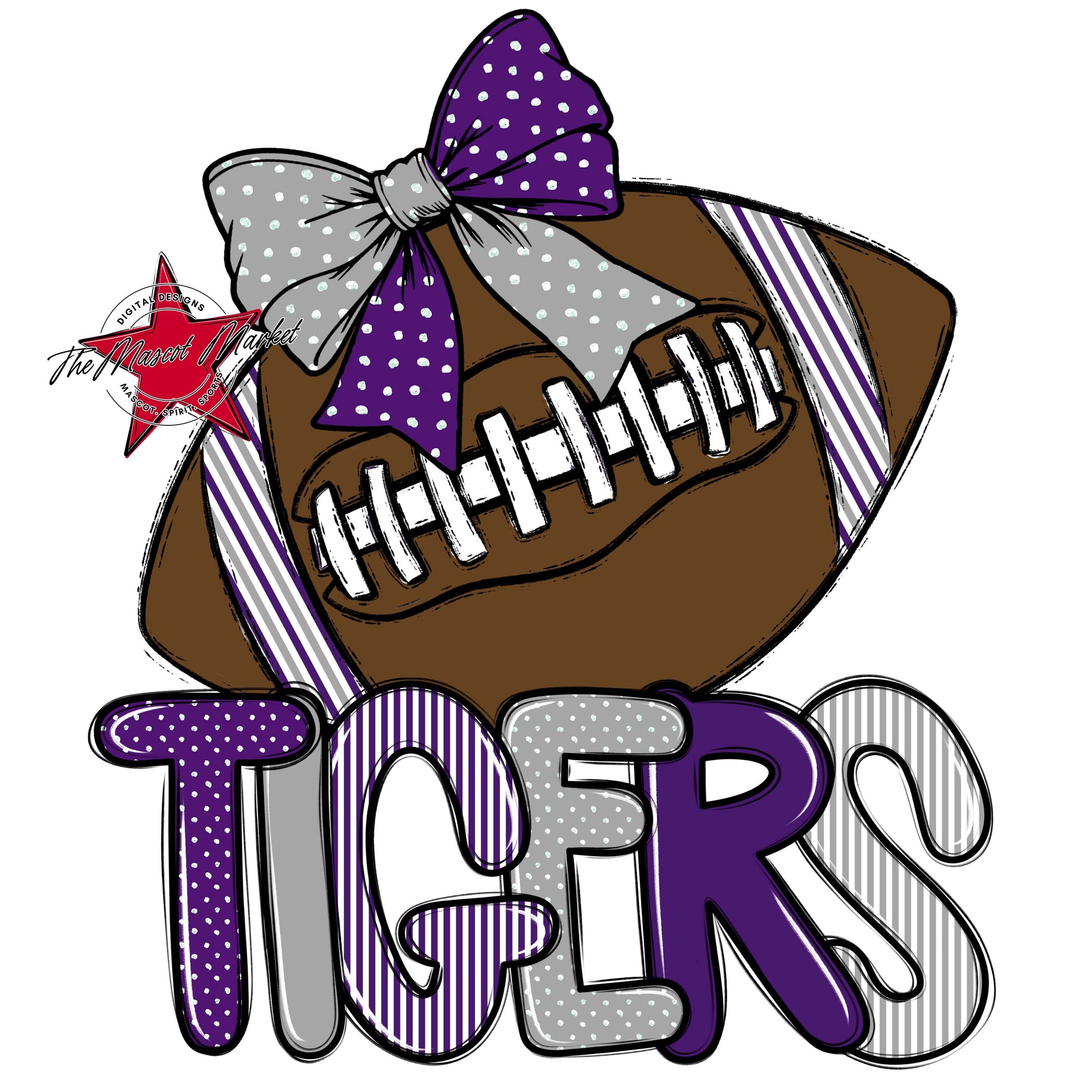 Tigers Football Spirit Design-Purple & Grey