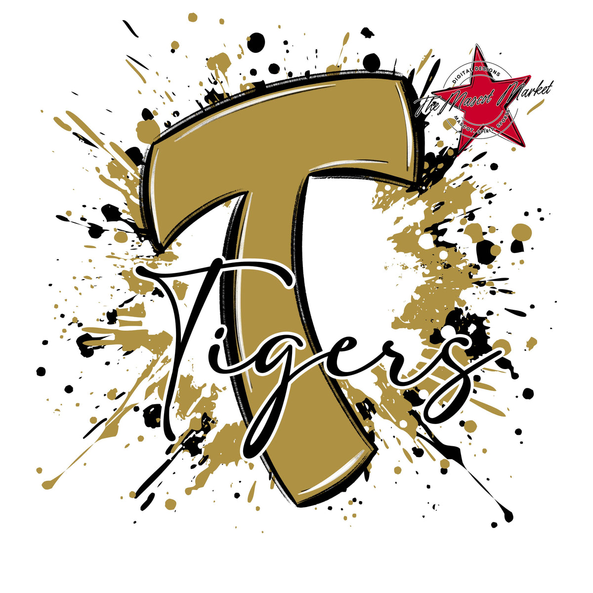 Tigers Mascot Splatter-Gold