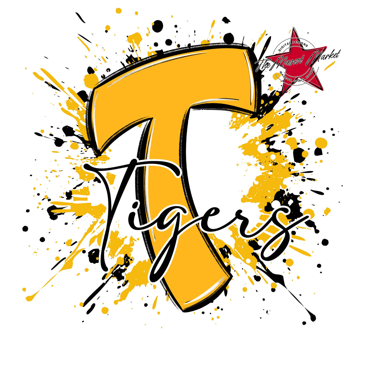Tigers Mascot Splatter-Yellow