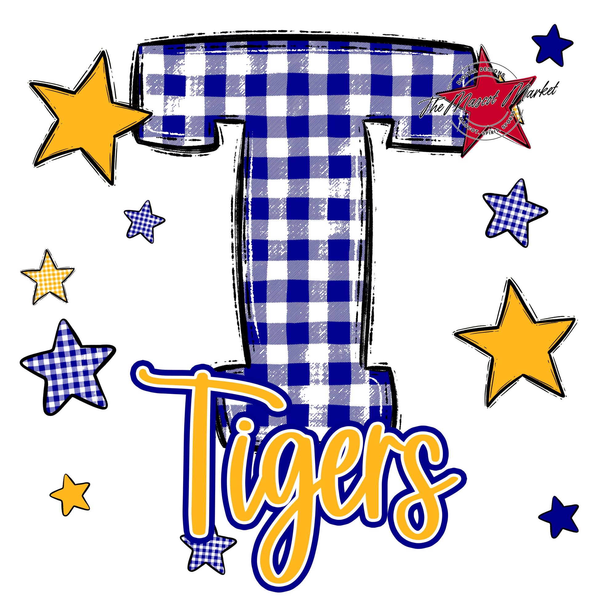 Tigers Plaid Star Design-Blue & Yellow