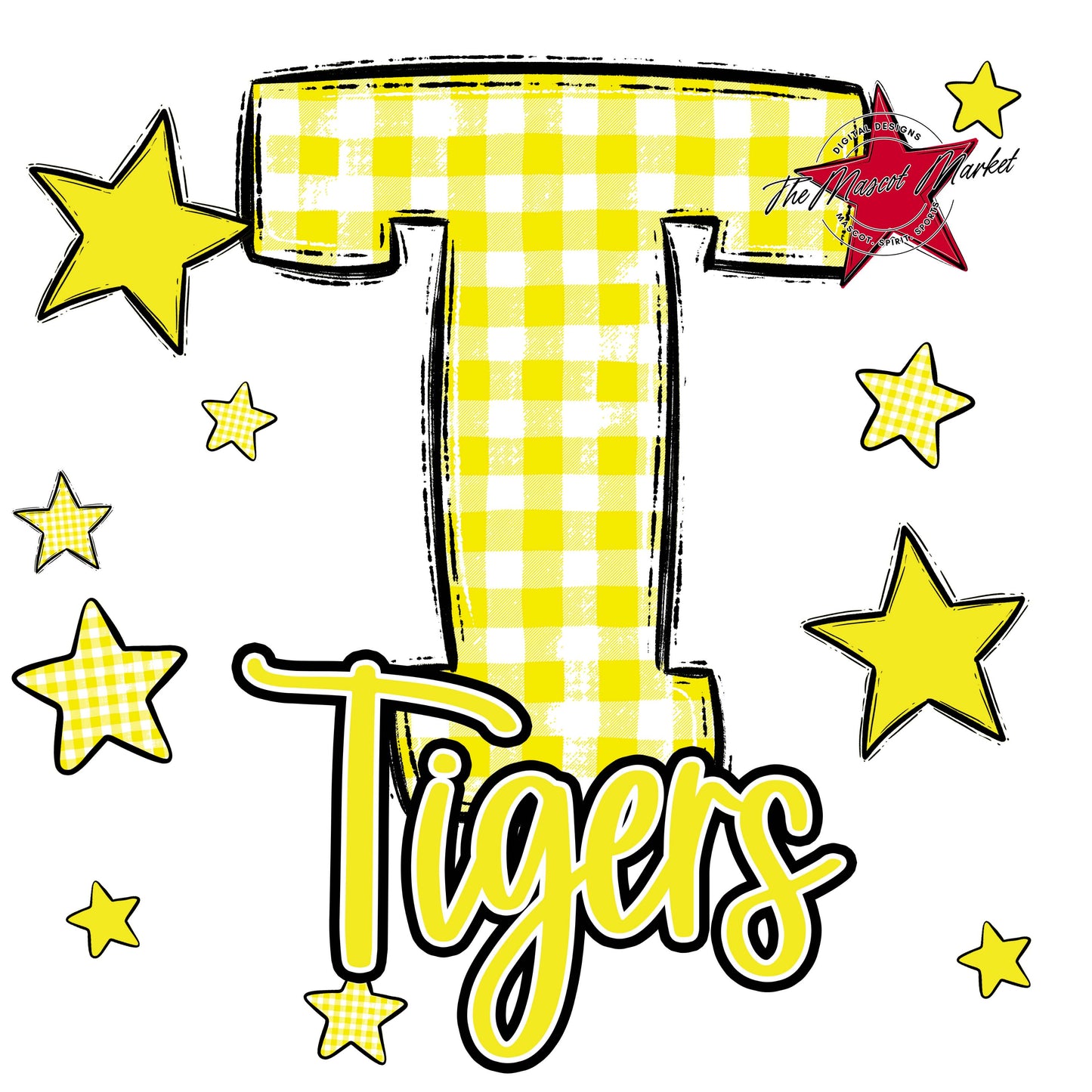 Tigers Plaid Star Design-Bright Yellow