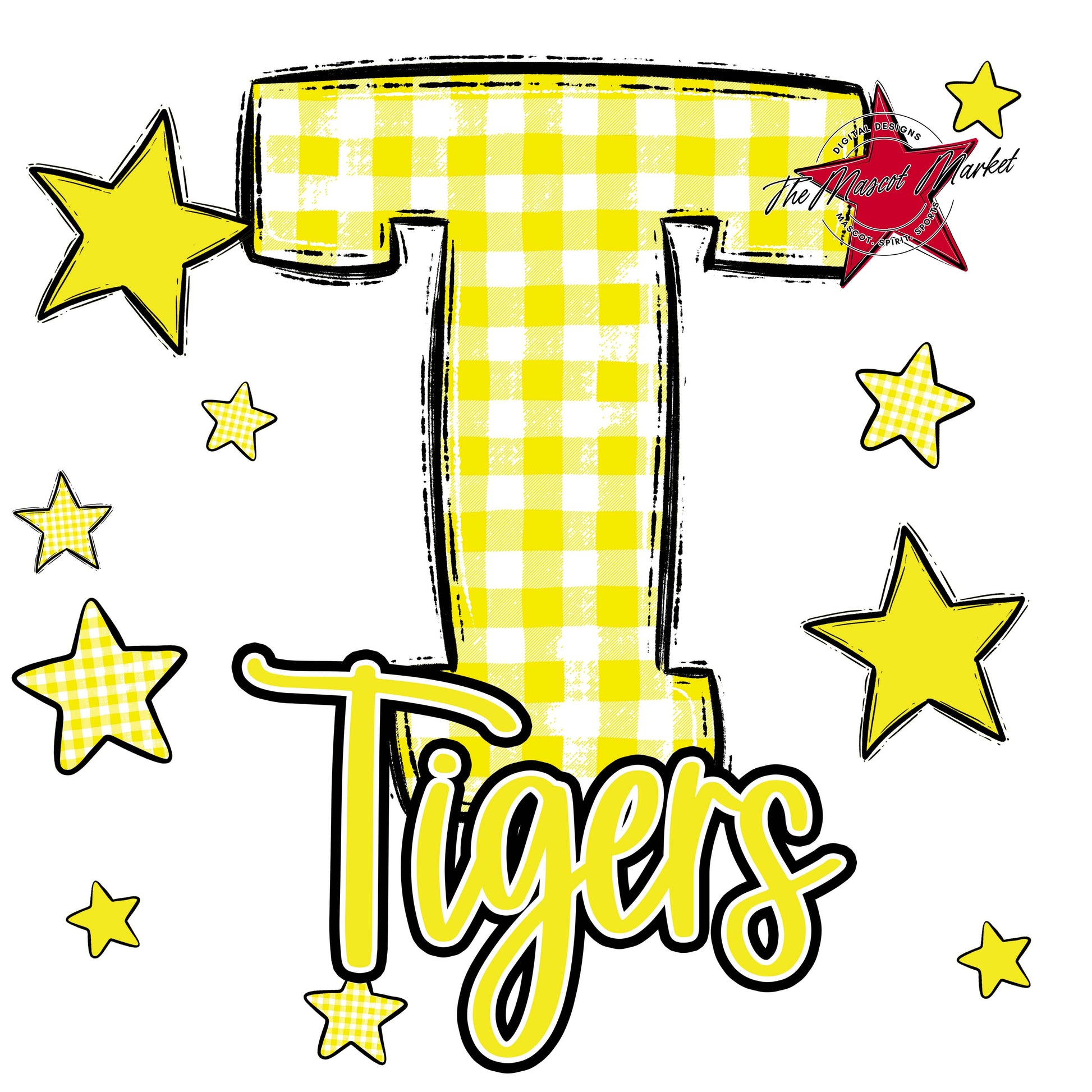 Tigers Plaid Star Design-Bright Yellow