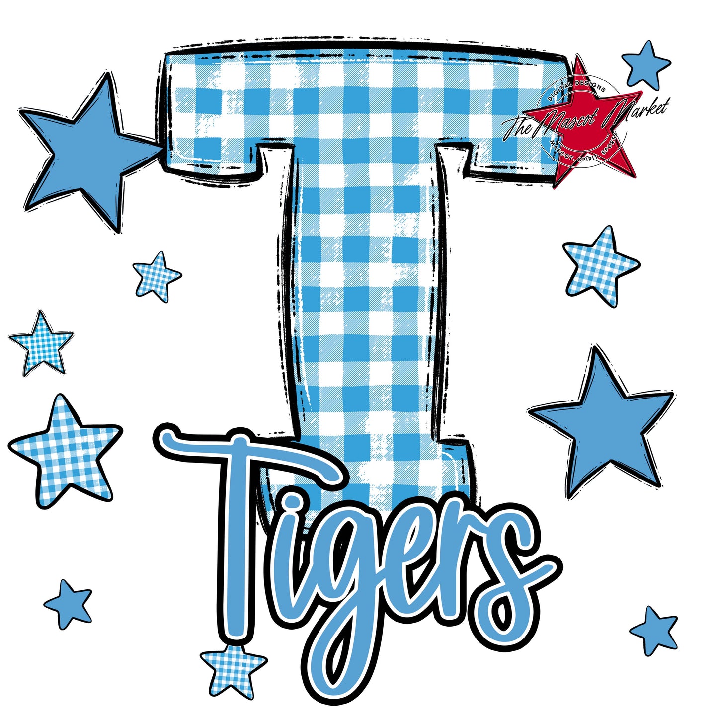 Tigers Plaid Star Design-Carolina Blue