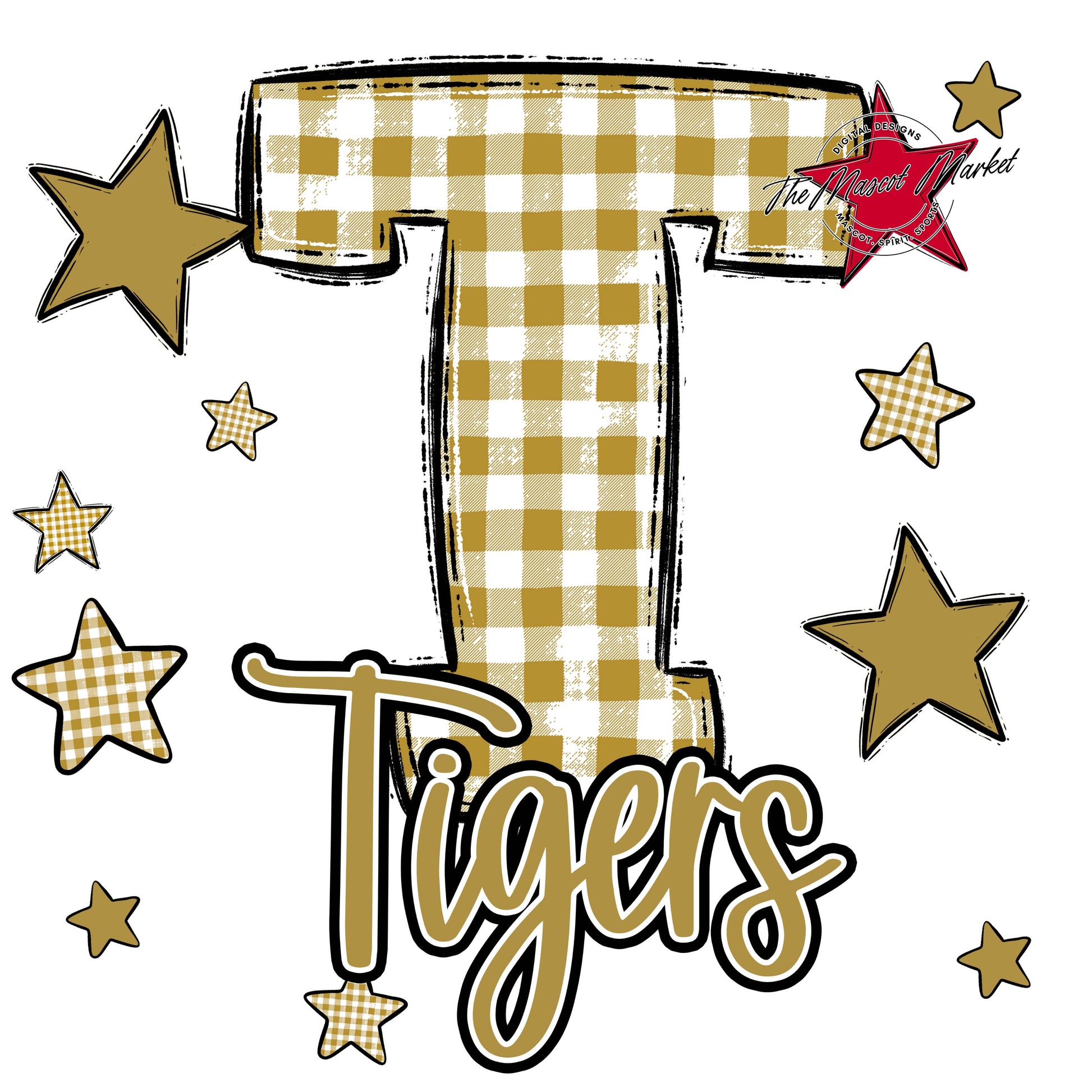 Tigers Plaid Star Design-Gold