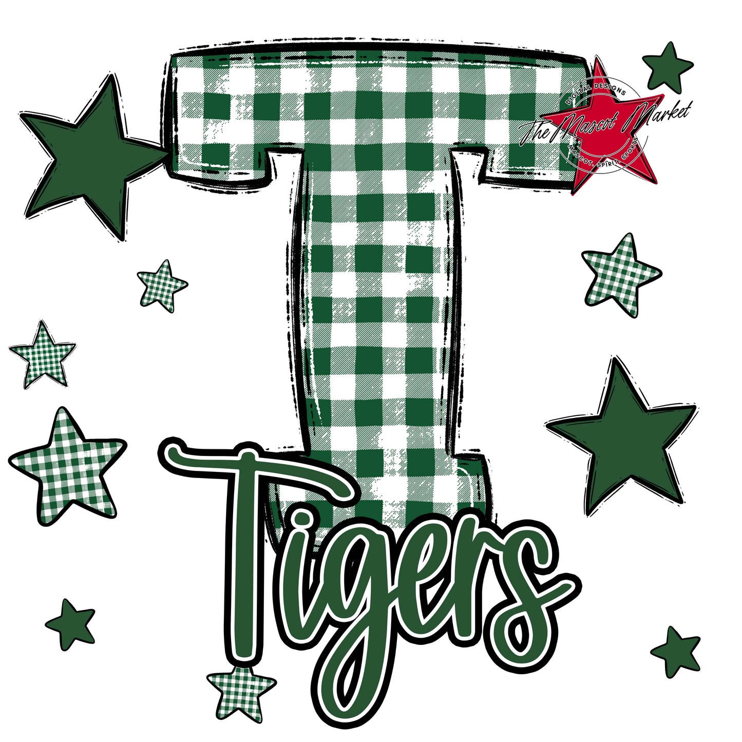 Tigers Plaid Star Design-Green