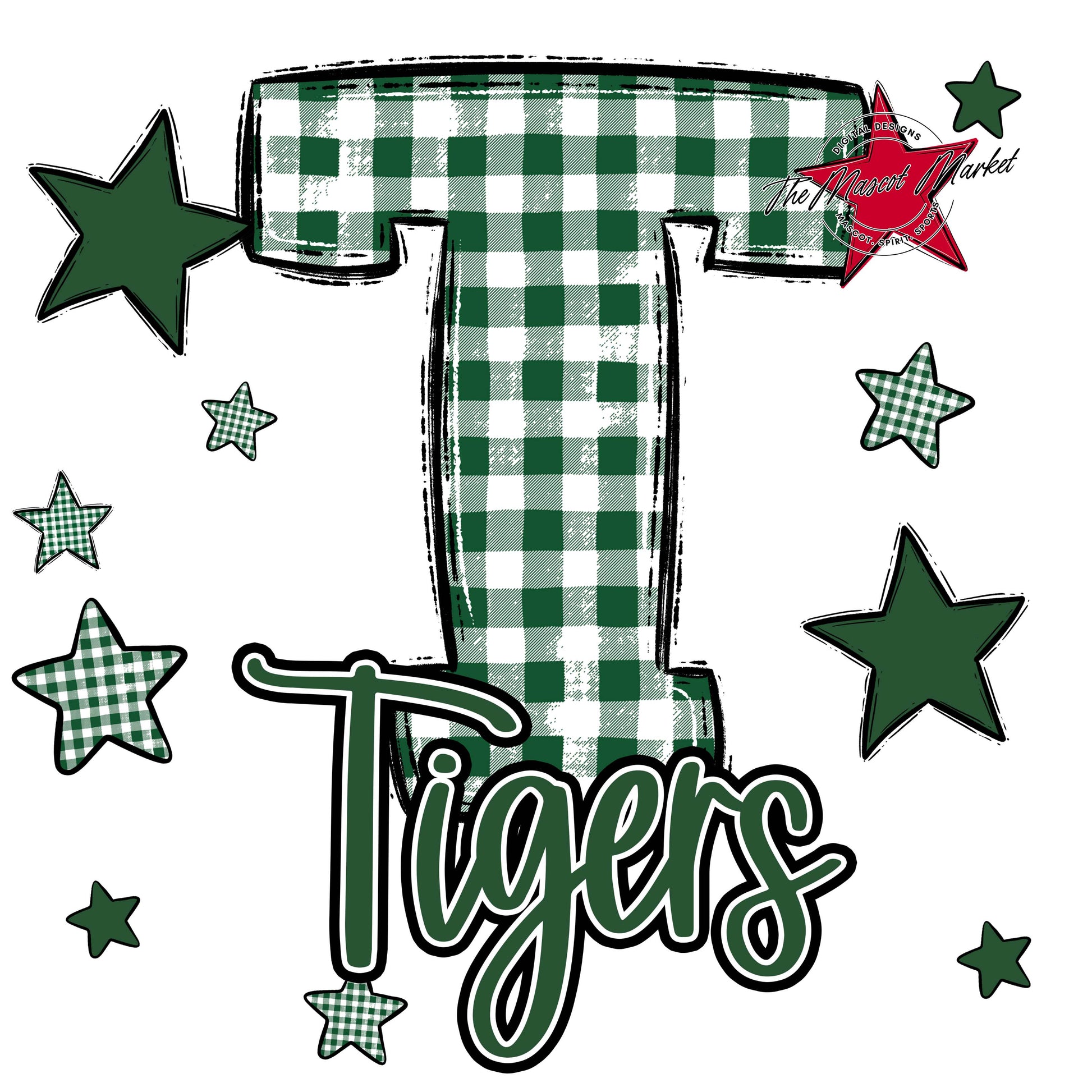 Tigers Plaid Star Design-Green