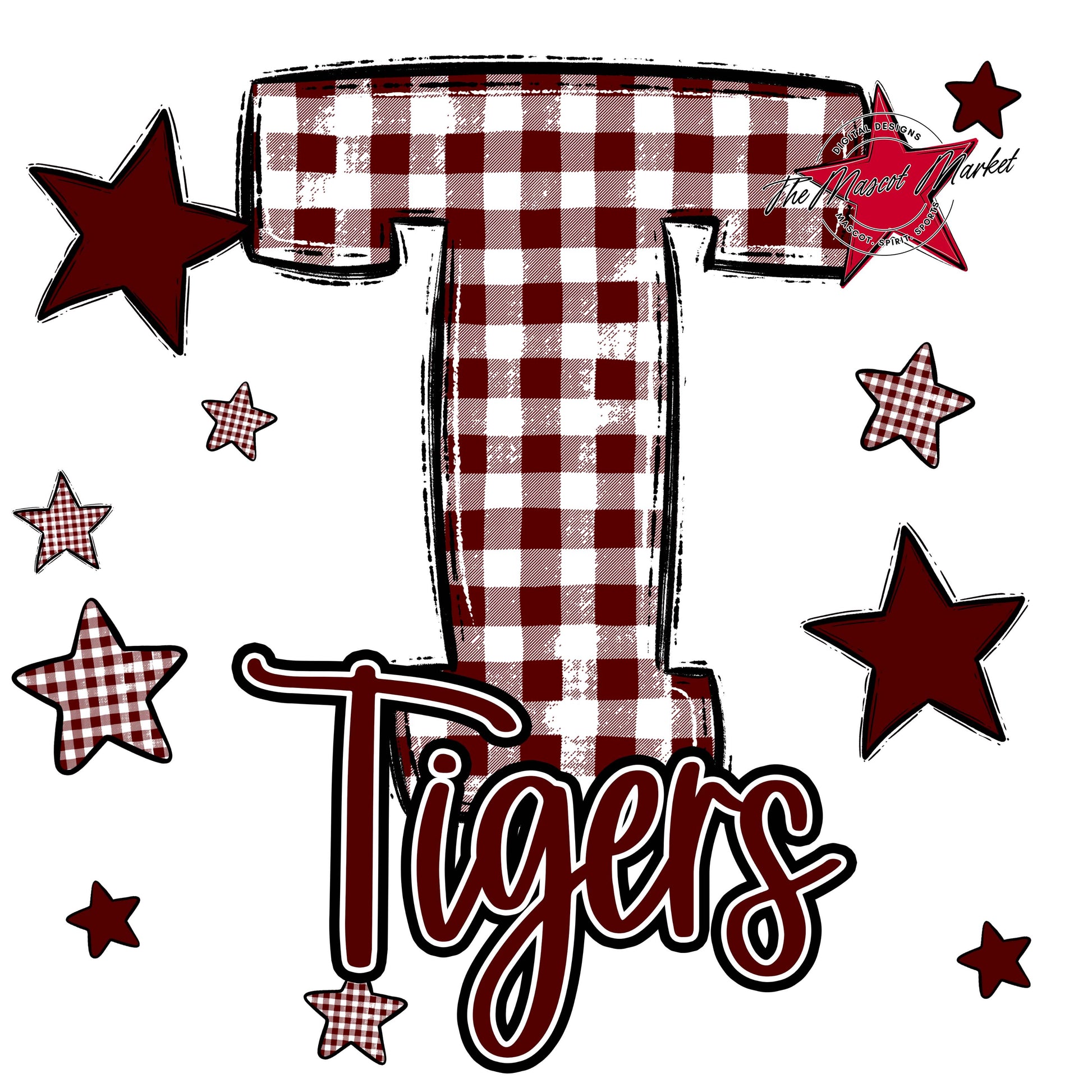 Tigers Plaid Star Design-Maroon