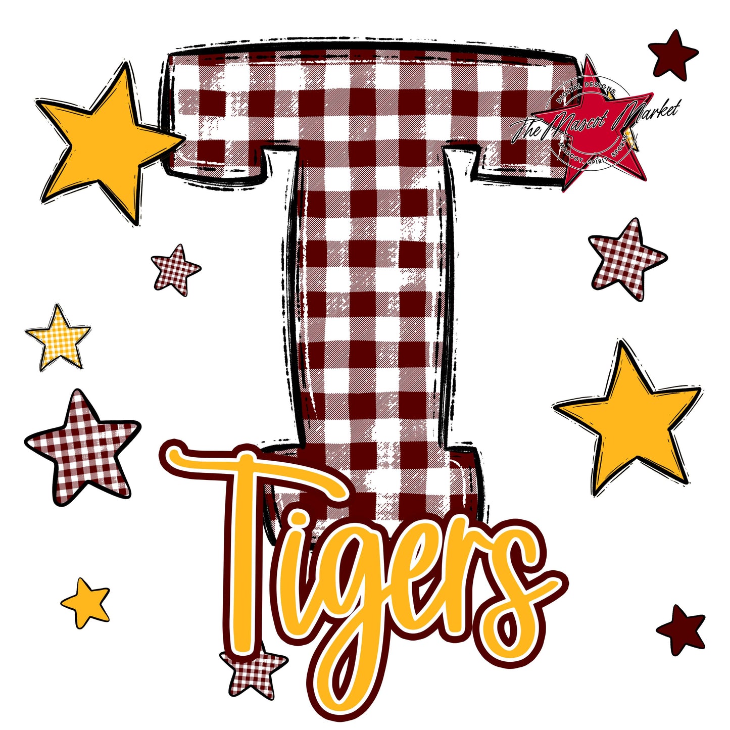 Tigers Plaid Star Design-Maroon & Yellow