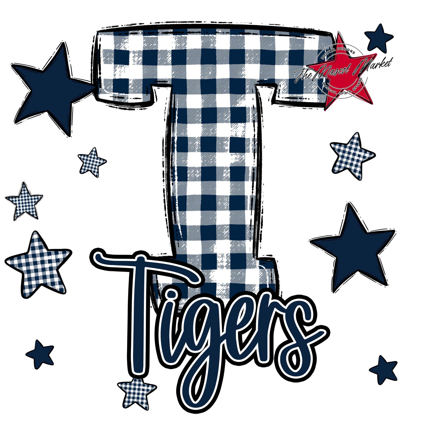 Tigers Plaid Star Design-Navy