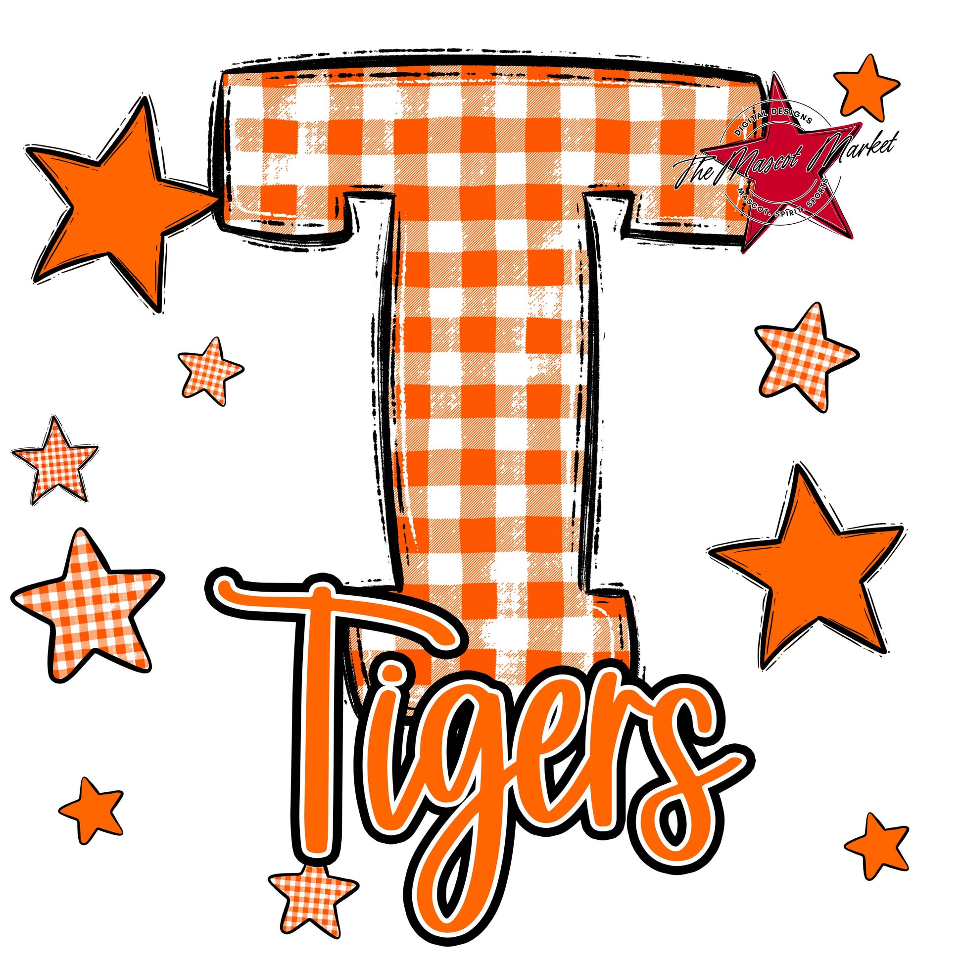 Tigers Plaid Star Design-Orange