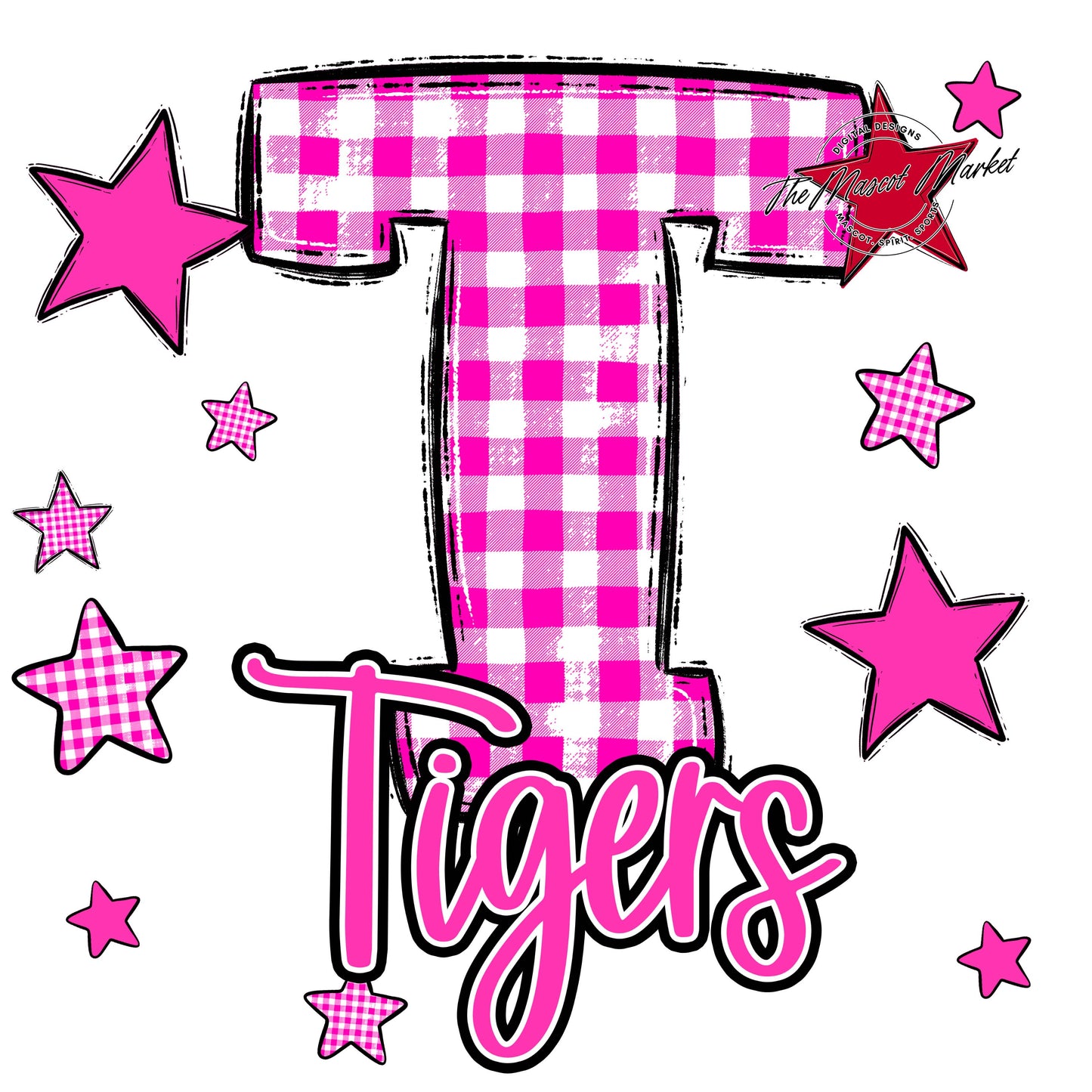 Tigers Plaid Star Design-Pink