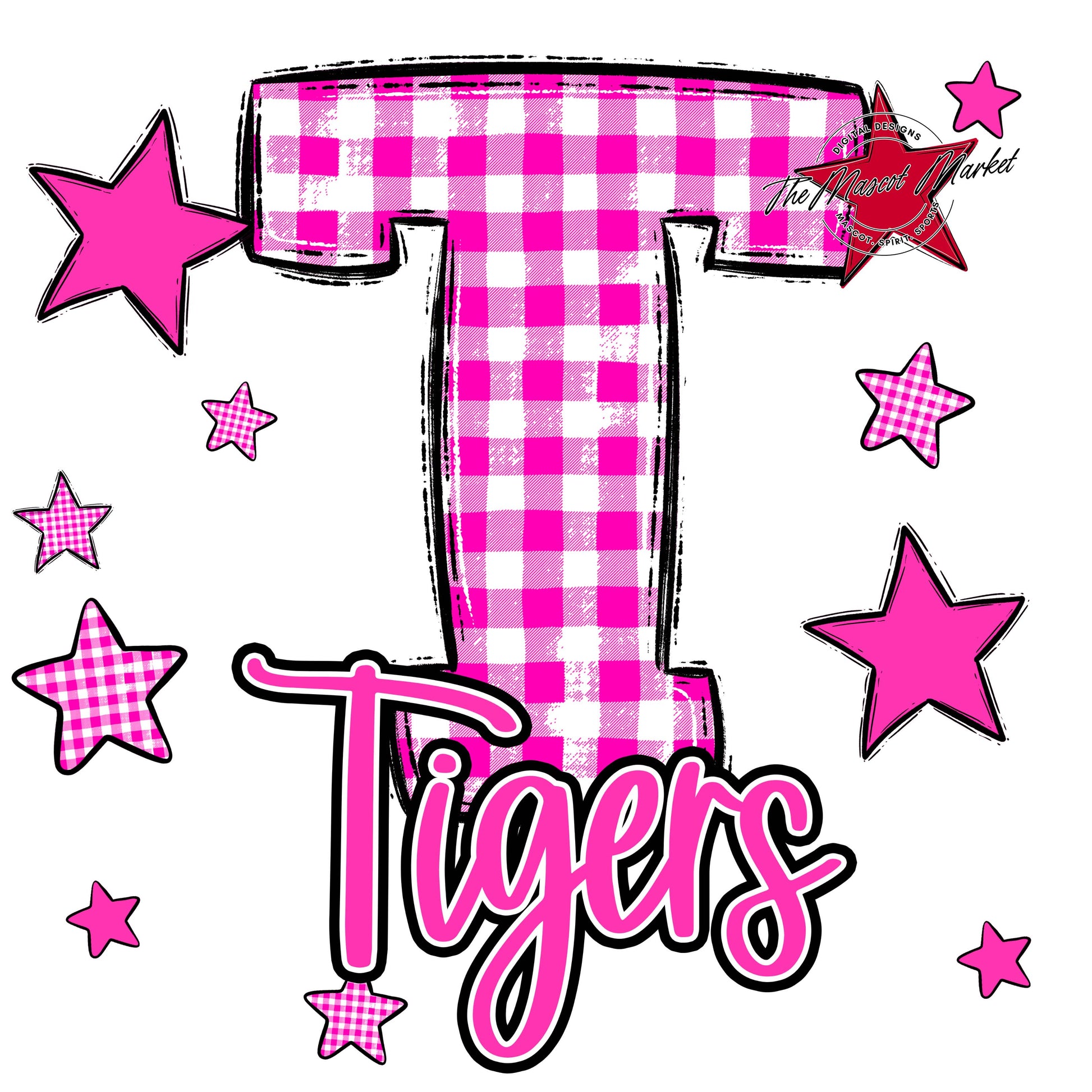 Tigers Plaid Star Design-Pink