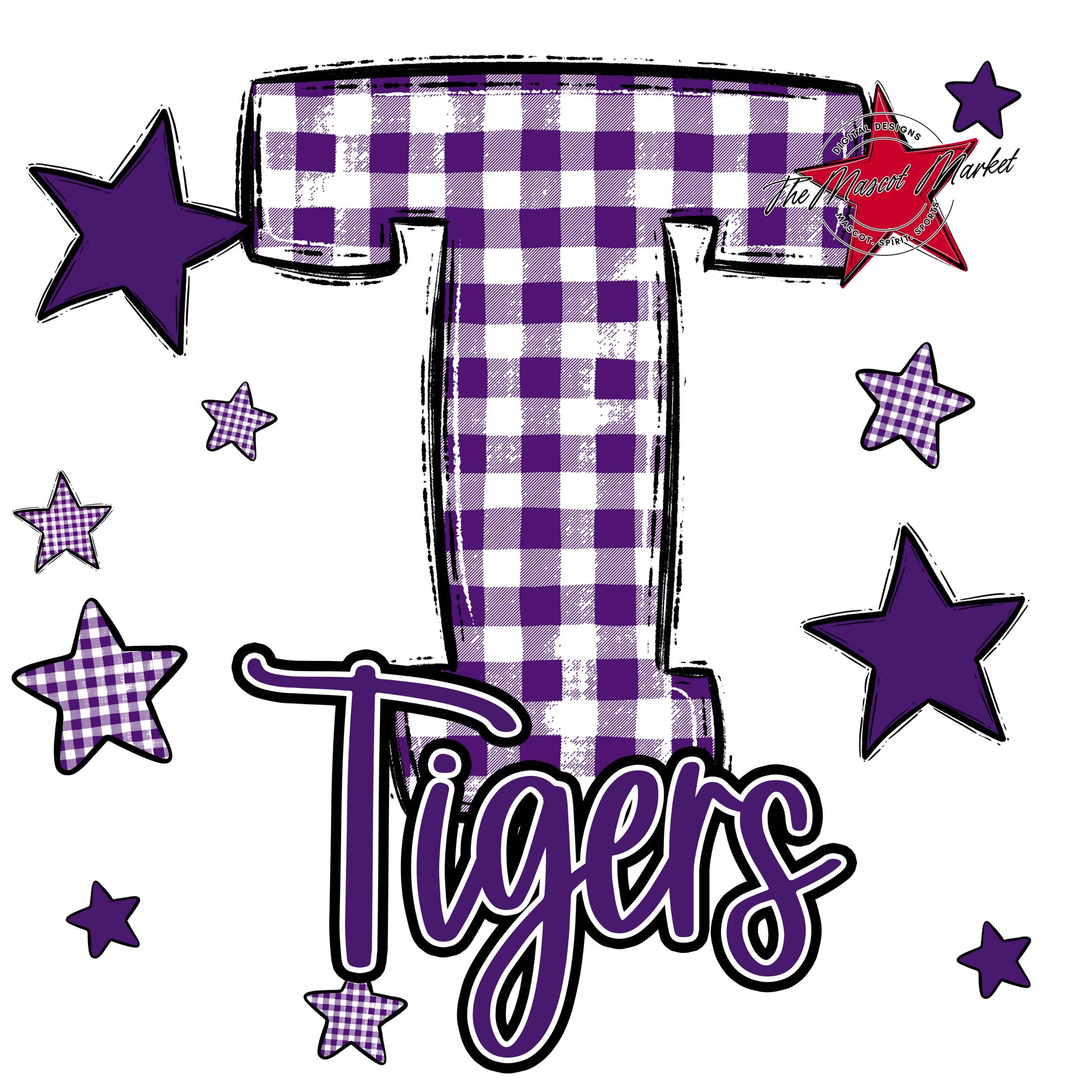 Tigers Plaid Star Design-Purple